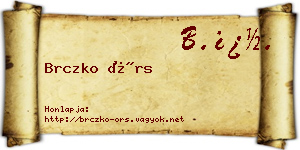 Brczko Örs névjegykártya